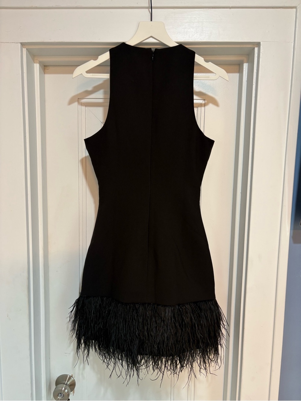 LIKELY Cami Dress Black Feather Hem Mini Cocktails Size 2 - Picture 5 of 9